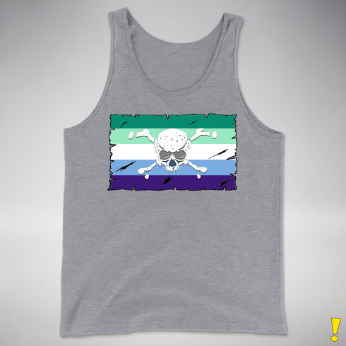Gay Male Pride Pirate Flag Premium Tank Top - Grey Heather