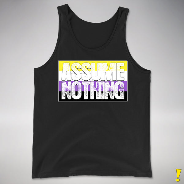 Assume Nothing Nonbinary Pride Flag Premium Tank Top - Black