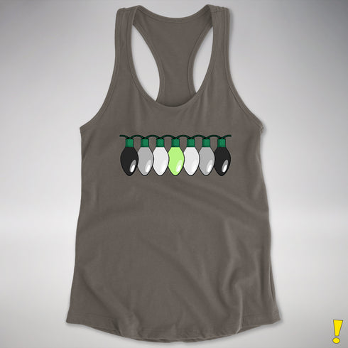 Agender Pride Christmas Lights Racerback Tank - Dark Grey