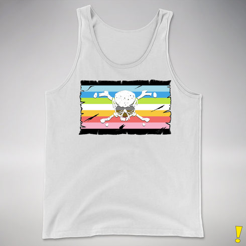 Queer Pride Pirate Flag Premium Tank Top - White