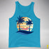 Lesbian Pride Hammock Summer Beach Sunset Premium Tank Top - Neon Blue