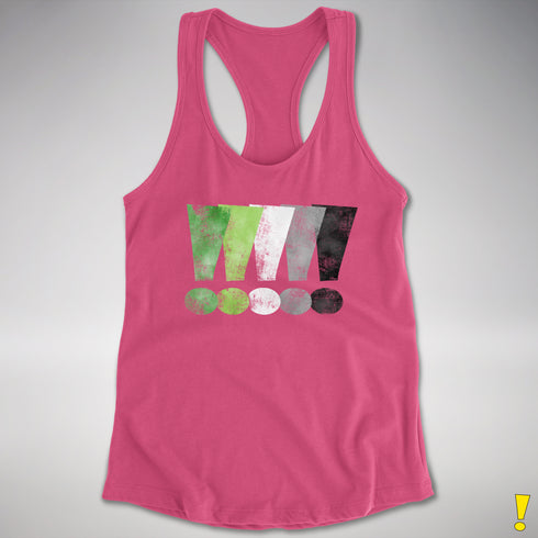 Distressed Aromantic Pride Exclamation Points Women's Racerback Tank - Hot Pink