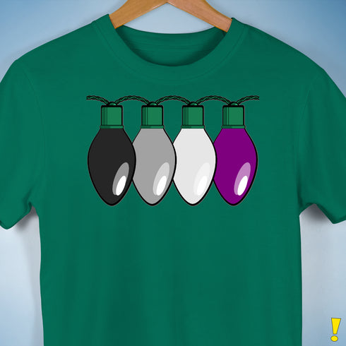 Asexual Pride Christmas Lights Premium Unisex T-Shirt - Kelly Green