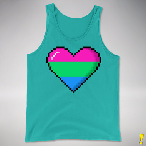 Polysexual Pride 8-Bit Pixel Heart Premium Tank Top - Teal
