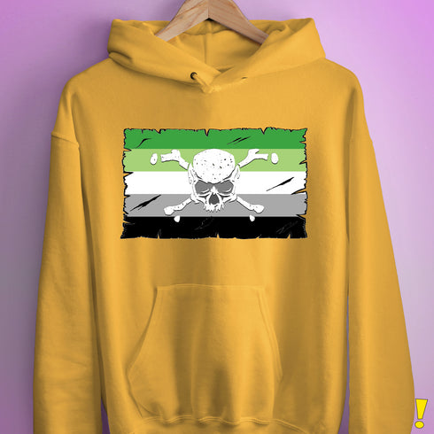Aromantic Pride Pirate Flag Hoodie - Mustard