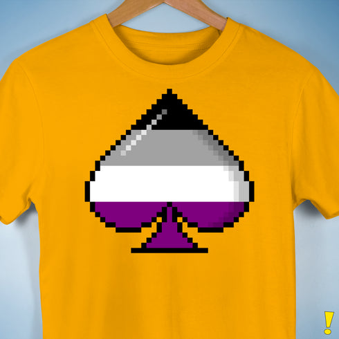 Asexual Pride 8-Bit Pixel Ace of Spades Premium Unisex T-Shirt - Gold