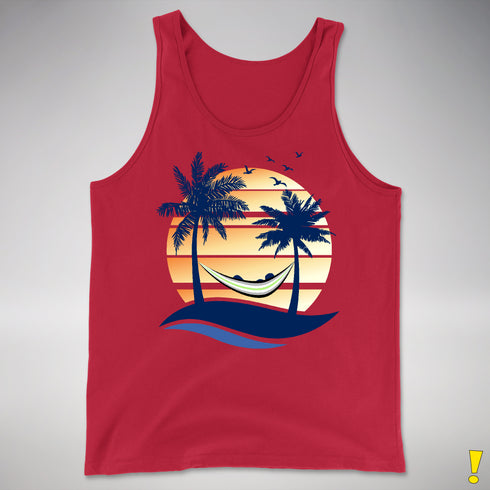 Agender Pride Hammock Summer Beach Sunset Premium Tank Top - Red