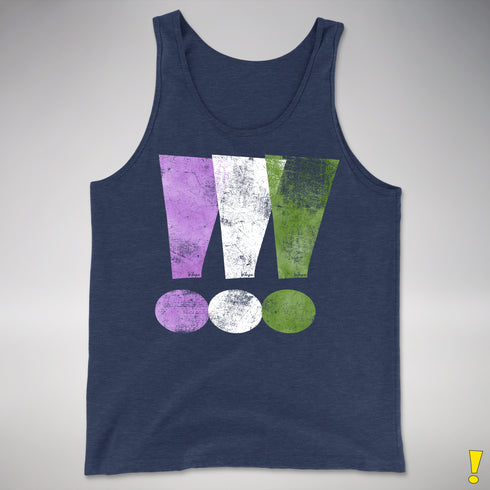 Genderqueer Pride Exclamation Points Premium Tank Top - Navy Heather