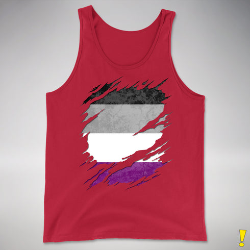Asexual Pride Flag Ripped Reveal Premium Tank Top - Red