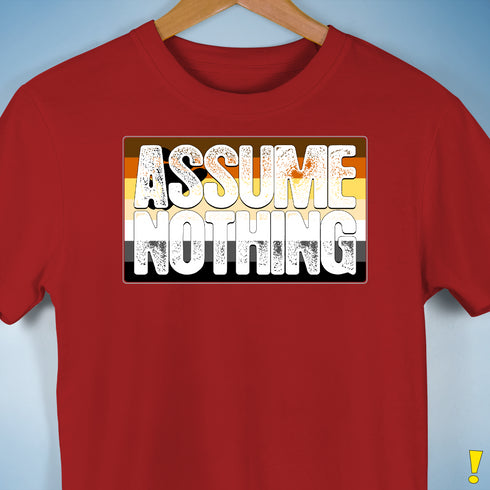 Assume Nothing Bear Pride Flag Premium Unisex T-Shirt - Red