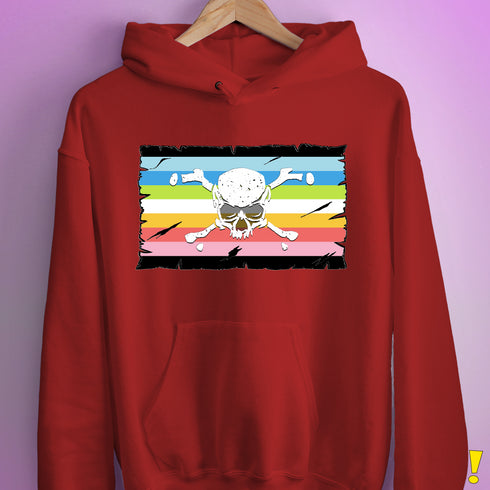 Queer Pride Pirate Flag Hoodie - Red