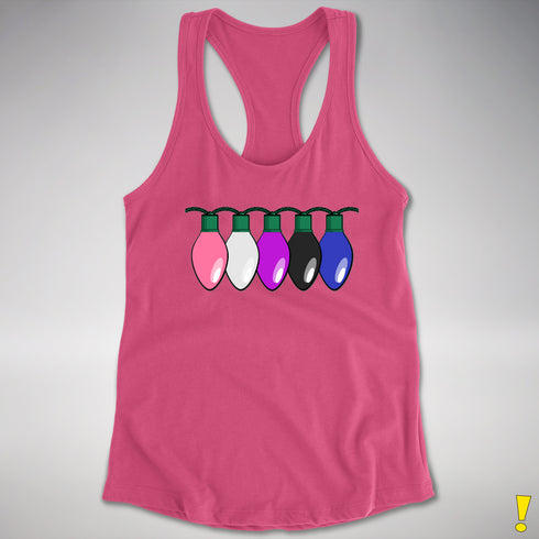 Genderfluid Pride Christmas Lights Racerback Tank - Hot Pink