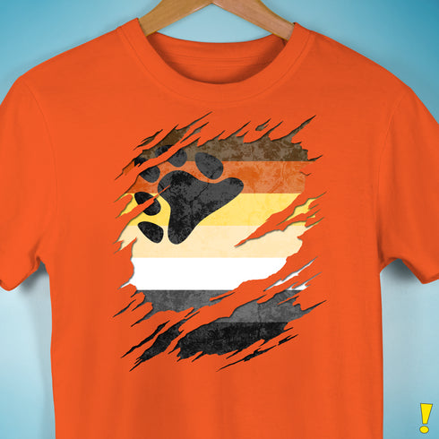 Bear Pride Flag Ripped Reveal Premium Unisex T-Shirt - Orange