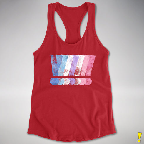 Bigender Pride Grunge Exclamation Points Racerback Tank - Red