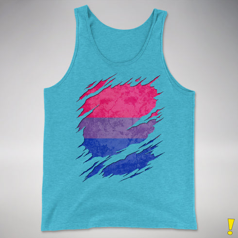 Bisexual Pride Flag Ripped Reveal Premium Tank Top - Aqua Triblend