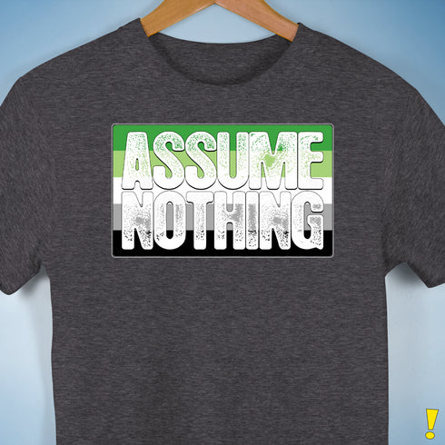 Assume Nothing Aromantic Pride Flag Premium Unisex T-Shirt - Dark Grey Heather