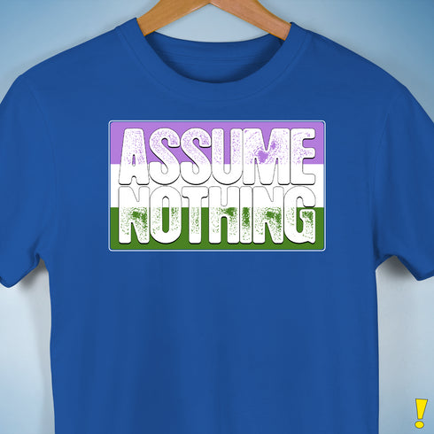 Assume Nothing Genderqueer Pride Flag Premium Unisex T-Shirt - Royal Blue