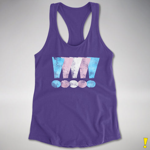 Transgender Pride Exclamation Points Women's Racerback Tank - Purple