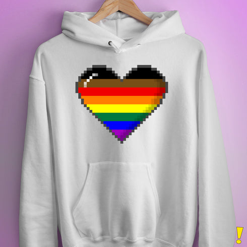 Philly LGBTQ Pride 8-Bit Pixel Heart Hoodie - White