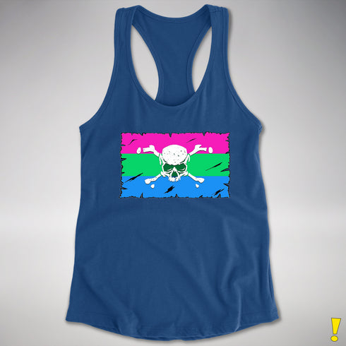 Polysexual Pride Pirate Flag Racerback Tank - Royal