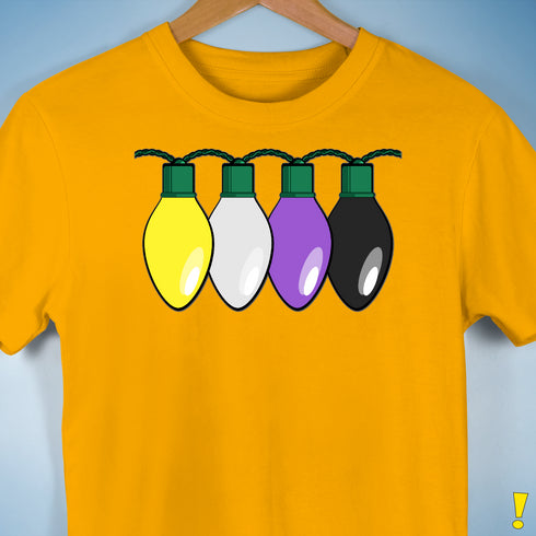 Nonbinary Pride Christmas Lights Premium Unisex T-Shirt - Gold