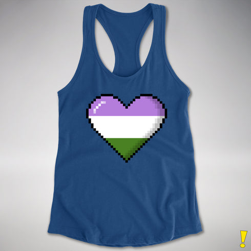 Genderqueer Pride 8-Bit Pixel Heart Racerback Tank - Royal