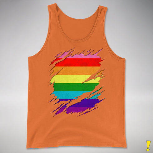 Original Gilbert Baker LGBTQ Gay Pride Flag Ripped Reveal Premium - Orange