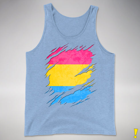 Pansexual Pride Flag Ripped Reveal Premium Tank Top - Blue Triblend