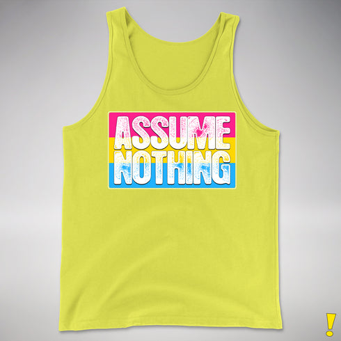 Assume Nothing Pansexual Pride Flag Premium Tank Top - Neon Yellow
