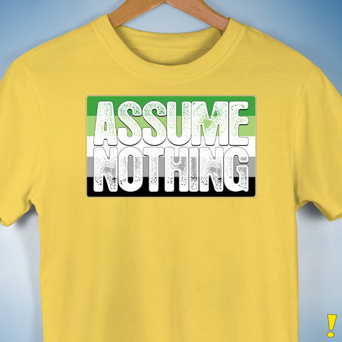 Assume Nothing Aromantic Pride Flag Premium Unisex T-Shirt - Yellow