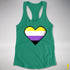 Nonbinary Pride 8-Bit Pixel Heart Racerback Tank - Kelly Green