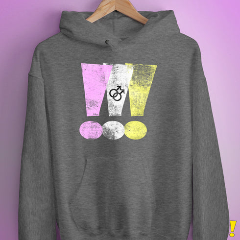Twink Pride Grunge Exclamation Points Hoodie - Grey Heather