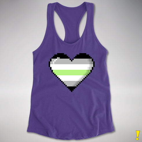 Agender Pride 8-Bit Pixel Heart Racerback Tank - Purple