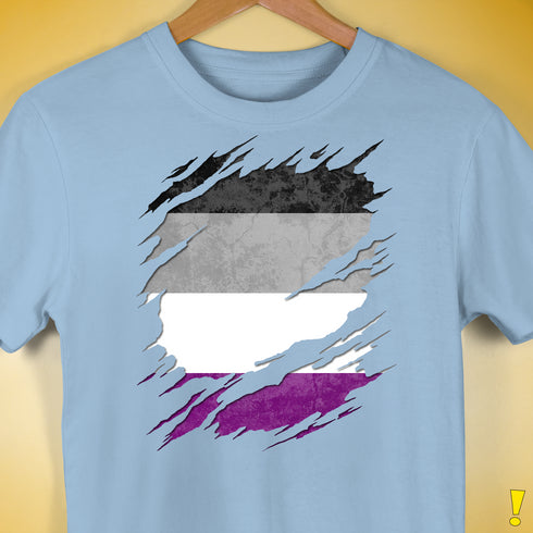 Asexual Pride Flag Ripped Reveal Premium Unisex T-Shirt - Baby Blue