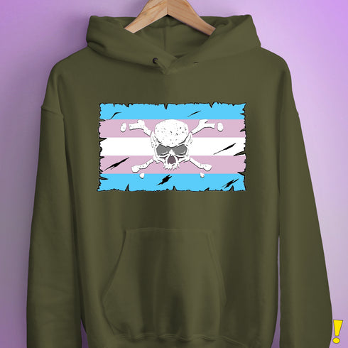 Transgender Pride Pirate Flag Hoodie - Army