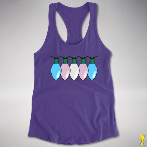 Transgender Pride Flag Christmas Lights Racerback Tank - Purple
