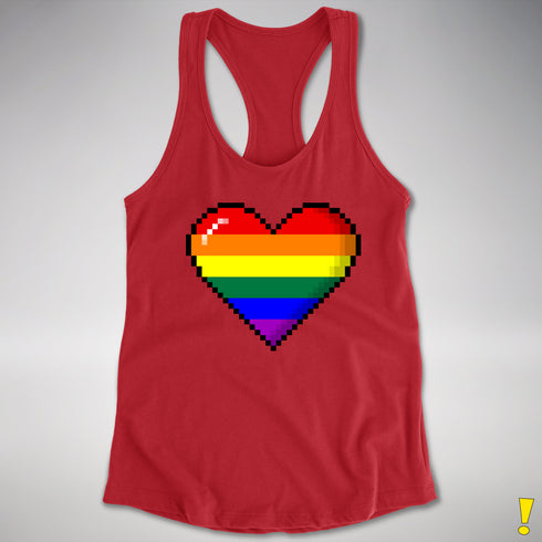 LGBTQ Pride8-Bit Pixel Heart Racerback Tank - Red