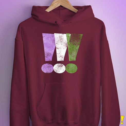 Genderqueer Pride Exclamation Points Hoodie - Maroon