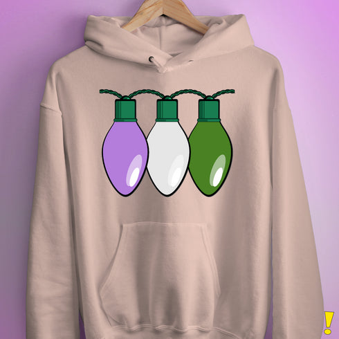 Genderqueer Pride Christmas Lights Hoodie - Light Pink