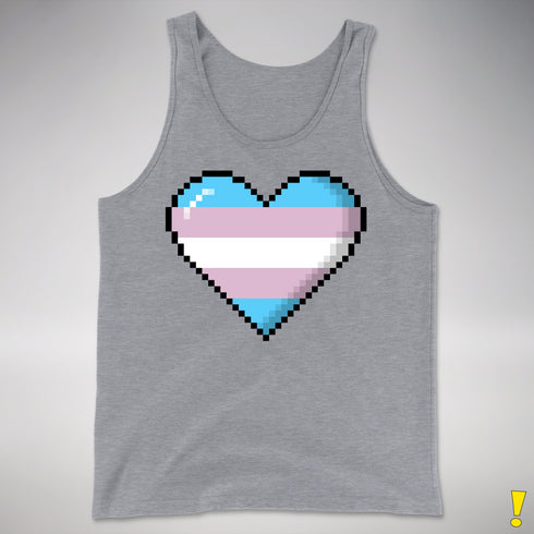 Transgender Pride Pixel Heart Premium Tank Top - Grey Heather