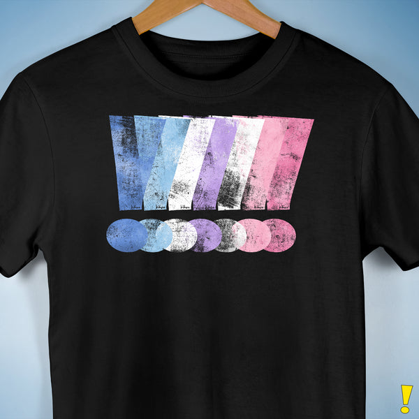 Bigender Pride Grunge Exclamation Points Premium Unisex T-Shirt - Black