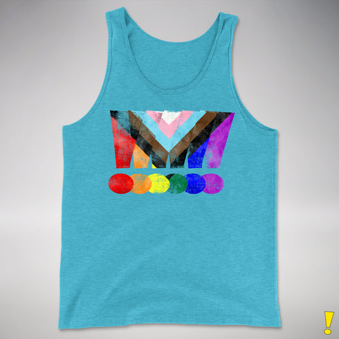 LGBTQ Progress Pride Grunge Exclamation Points Premium Tank Top - Aqua Triblend