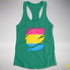 Pansexual Pride Flag Ripped Reveal Racerback Tank - Kelly Green