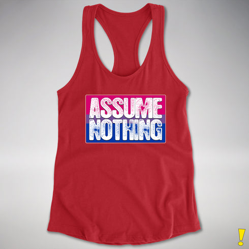 Assume Nothing Bisexual Pride Flag Racerback Tank - Red