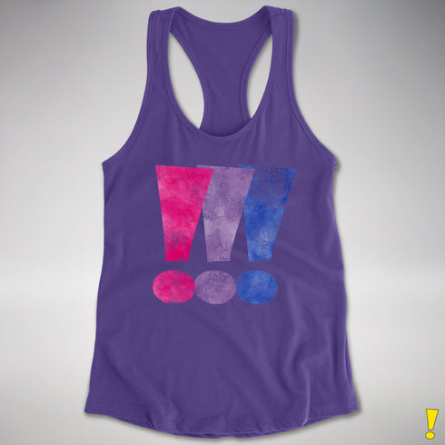 Bisexual Pride Exclamation Points Racerback Tank - Purple