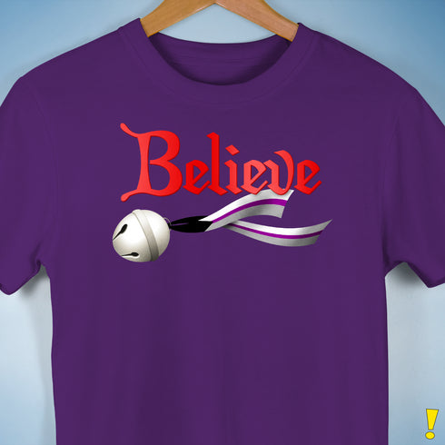 Believe Demisexual Pride Jingle Bell Premium Unisex T-Shirt - Purple
