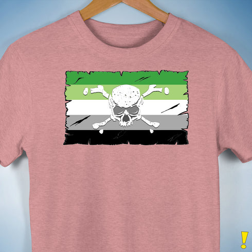 Aromantic Pride Pirate Flag Premium Unisex T-Shirt - Mauve Heather