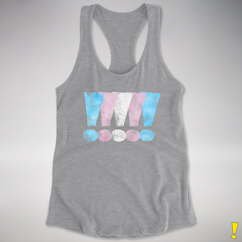 Transgender Pride Exclamation Points Women's Racerback Tank - Heather Grey