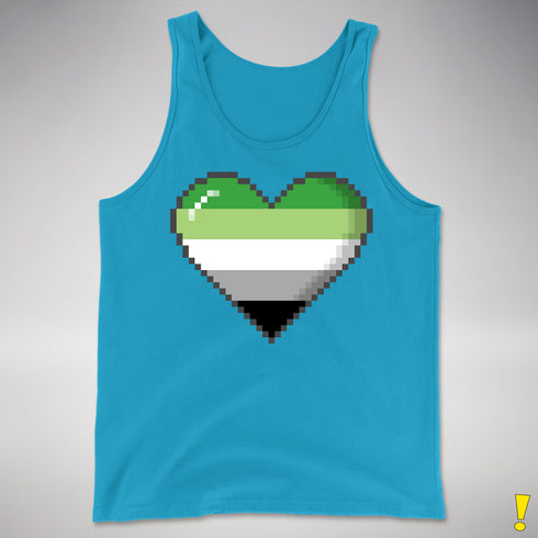 Aromantic Pride 8-Bit Pixel Heart Premium Tank Top - Neon Blue