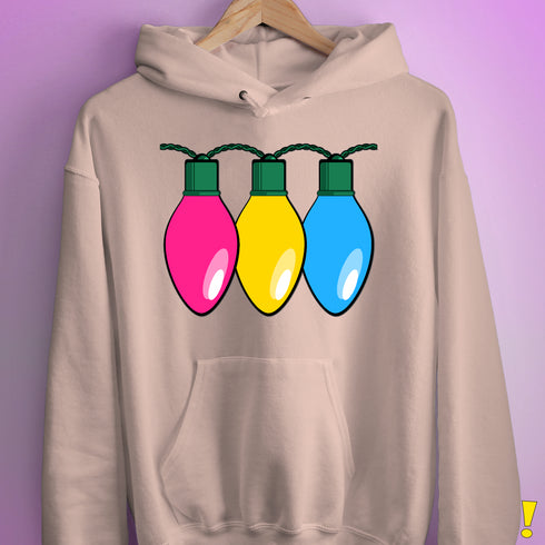 Pansexual Pride Christmas Lights Hoodie - Light Pink